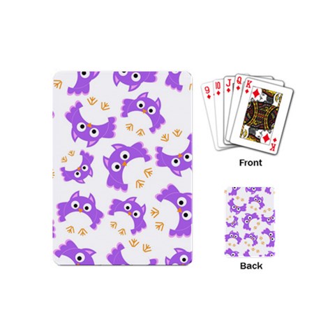 Purple Owl Pattern Background Playing Cards Single Design (Mini) from ArtsNow.com Back