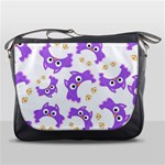 Purple Owl Pattern Background Messenger Bag