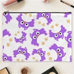 Purple Owl Pattern Background Cosmetic Bag (XXXL)