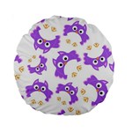 Purple Owl Pattern Background Standard 15  Premium Round Cushions