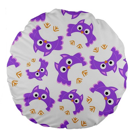Purple Owl Pattern Background Large 18  Premium Round Cushions from ArtsNow.com Front