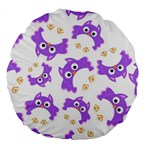 Purple Owl Pattern Background Large 18  Premium Round Cushions