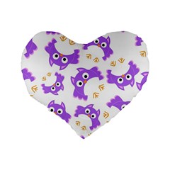 Purple Owl Pattern Background Standard 16  Premium Heart Shape Cushions from ArtsNow.com Back