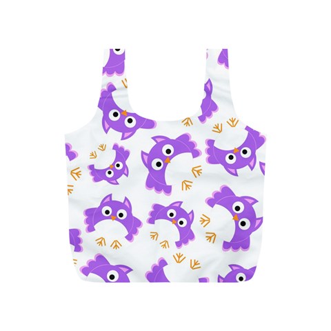 Purple Owl Pattern Background Full Print Recycle Bag (S) from ArtsNow.com Front
