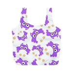 Purple Owl Pattern Background Full Print Recycle Bag (M)