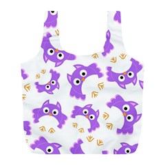 Purple Owl Pattern Background Full Print Recycle Bag (L) from ArtsNow.com Front