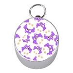 Purple Owl Pattern Background Mini Silver Compasses