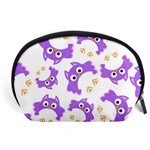 Purple Owl Pattern Background Accessory Pouch (Large)