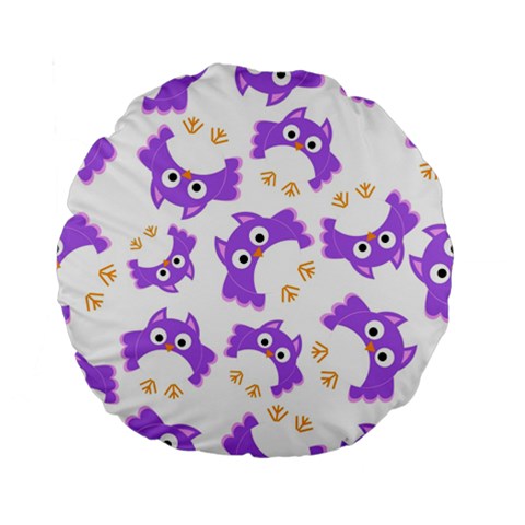 Purple Owl Pattern Background Standard 15  Premium Flano Round Cushions from ArtsNow.com Front