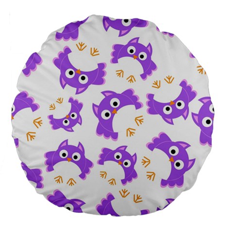 Purple Owl Pattern Background Large 18  Premium Flano Round Cushions from ArtsNow.com Front