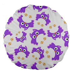 Purple Owl Pattern Background Large 18  Premium Flano Round Cushions from ArtsNow.com Back