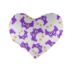 Purple Owl Pattern Background Standard 16  Premium Flano Heart Shape Cushions from ArtsNow.com Back