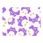 Purple Owl Pattern Background Two Sides Premium Plush Fleece Blanket (Mini)