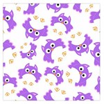 Purple Owl Pattern Background Square Satin Scarf (36  x 36 )
