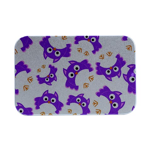 Purple Owl Pattern Background Open Lid Metal Box (Silver)   from ArtsNow.com Front