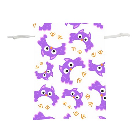 Purple Owl Pattern Background Lightweight Drawstring Pouch (M) from ArtsNow.com Front