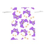 Purple Owl Pattern Background Lightweight Drawstring Pouch (M)