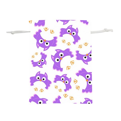 Purple Owl Pattern Background Lightweight Drawstring Pouch (L) from ArtsNow.com Front