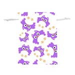 Purple Owl Pattern Background Lightweight Drawstring Pouch (L)
