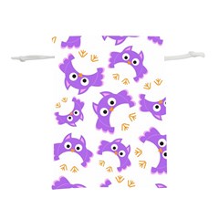 Purple Owl Pattern Background Lightweight Drawstring Pouch (L) from ArtsNow.com Back