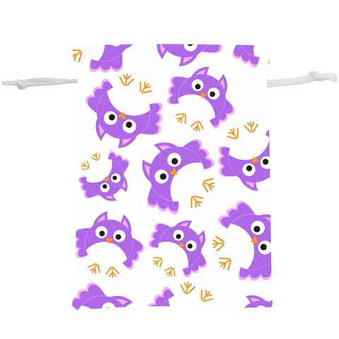 Purple Owl Pattern Background Lightweight Drawstring Pouch (XL) from ArtsNow.com Back