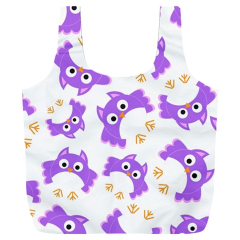 Purple Owl Pattern Background Full Print Recycle Bag (XXL) from ArtsNow.com Front