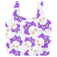 Purple Owl Pattern Background Full Print Recycle Bag (XXL) from ArtsNow.com Front