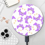 Purple Owl Pattern Background Wireless Fast Charger(White)
