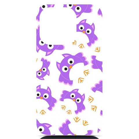 Purple Owl Pattern Background iPhone 14 Pro Black UV Print Case from ArtsNow.com Front