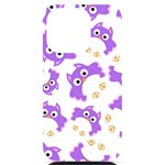 Purple Owl Pattern Background iPhone 14 Pro Black UV Print Case