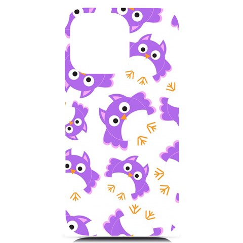 Purple Owl Pattern Background iPhone 14 Pro Max Black UV Print Case from ArtsNow.com Front