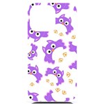 Purple Owl Pattern Background iPhone 14 Pro Max Black UV Print Case