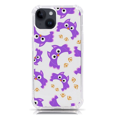 Purple Owl Pattern Background iPhone 14 TPU UV Print Case from ArtsNow.com Front