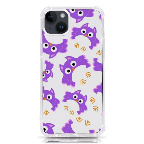 Purple Owl Pattern Background iPhone 14 Plus TPU UV Print Case from ArtsNow.com Front