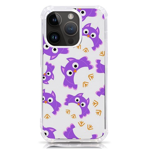 Purple Owl Pattern Background iPhone 14 Pro TPU UV Print Case from ArtsNow.com Front