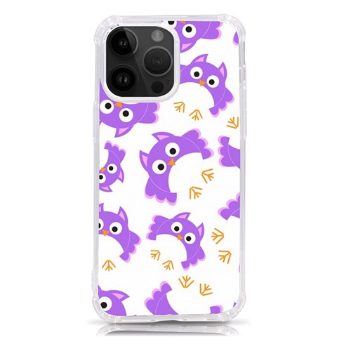 Purple Owl Pattern Background iPhone 14 Pro Max TPU UV Print Case from ArtsNow.com Front