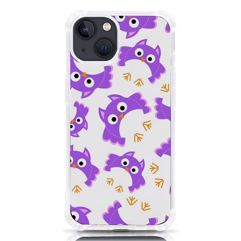 Purple Owl Pattern Background iPhone 13 TPU UV Print Case from ArtsNow.com Front