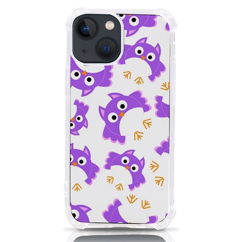 Purple Owl Pattern Background iPhone 13 mini TPU UV Print Case from ArtsNow.com Front