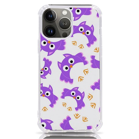Purple Owl Pattern Background iPhone 13 Pro Max TPU UV Print Case from ArtsNow.com Front