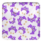 Purple Owl Pattern Background Square Glass Fridge Magnet (4 pack)