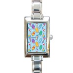 Cute Kawaii Ice Cream Seamless Pattern Rectangle Italian Charm Watch