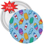 Cute Kawaii Ice Cream Seamless Pattern 3  Buttons (10 pack) 