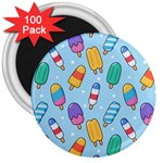Cute Kawaii Ice Cream Seamless Pattern 3  Magnets (100 pack)