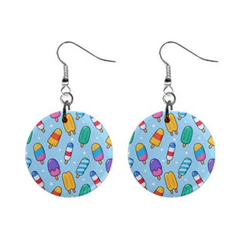 Cute Kawaii Ice Cream Seamless Pattern Mini Button Earrings from ArtsNow.com Front
