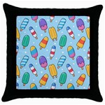 Cute Kawaii Ice Cream Seamless Pattern Throw Pillow Case (Black)
