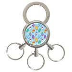 Cute Kawaii Ice Cream Seamless Pattern 3-Ring Key Chain