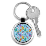 Cute Kawaii Ice Cream Seamless Pattern Key Chain (Round)