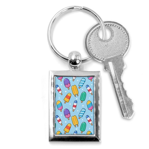 Cute Kawaii Ice Cream Seamless Pattern Key Chain (Rectangle) from ArtsNow.com Front