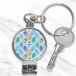 Cute Kawaii Ice Cream Seamless Pattern Nail Clippers Key Chain
