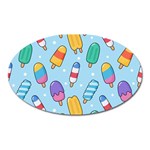 Cute Kawaii Ice Cream Seamless Pattern Oval Magnet